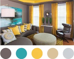 Living room design brown and yellow