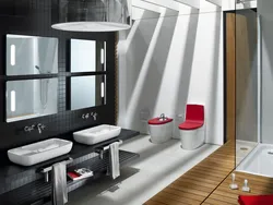 Qora dush va lavabo bilan hammom dizayni