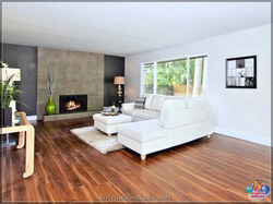 Living room design with wood floor