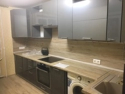 Oak ceramic countertop kitchen photo