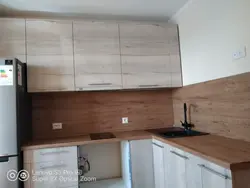 Oak ceramic countertop kitchen photo