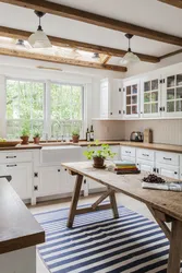 Kitchen design with wooden beams