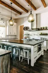 Kitchen design with wooden beams