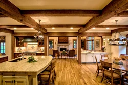 Kitchen design with wooden beams