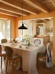 Kitchen design with wooden beams