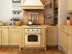 Kitchen with freestanding stove photo