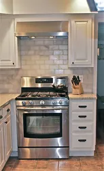 Kitchen with freestanding stove photo