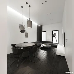 Black floor in the interior of the apartment