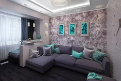 Wallpaper design for the living room of a one-room apartment
