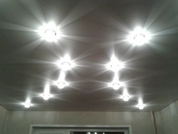 Arrangement Of Light Bulbs On A Suspended Ceiling Photo In The Bedroom