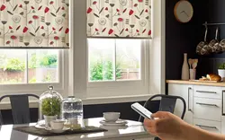 Curtains for plastic windows photo in the kitchen interior