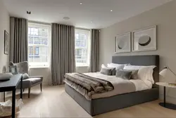 Gray Curtains In The Bedroom Interior