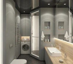 Bathroom interior design with shower and toilet and bathtub