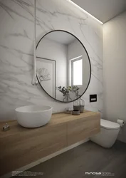 Bathroom With Round Mirror Design