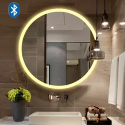 Bathroom with round mirror design