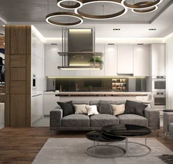 Interiors of living rooms with kitchen 4 by 8