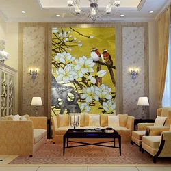 Full-wall panel in the living room photo