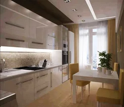 Kitchen design 11m2 rectangular with balcony