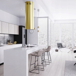 Kitchen with cylindrical hood design