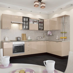 Milky kitchen in the interior photo