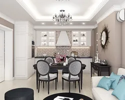 Living Room Kitchen Design In Modern Classic Style