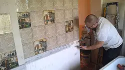 Как поклеить плитку на кухне фото