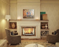 Fireplace in the living room in the house design photo