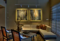 Photo on the wall in the living room interior