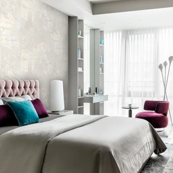 Bedroom interior plain light wallpaper