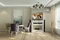 Photo Kitchen Living Room With Fireplace