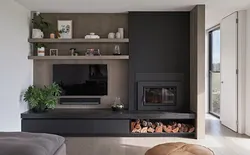 Built-In Fireplace In The Living Room Interior