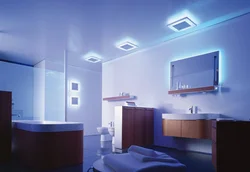 Illuminated ceiling in the bathroom photo in