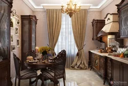 Дизайн штор для кухни классика