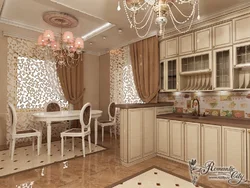 Дизайн штор для кухни классика