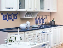 Photo of Gzhel in the kitchen