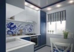 Photo of Gzhel in the kitchen