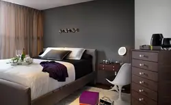 Bedroom Interior With Dark Wallpaper