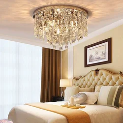 Chandeliers and lamps in the bedroom interior