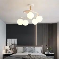 Chandeliers and lamps in the bedroom interior