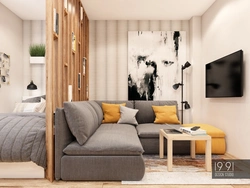 Bedroom area in studio design
