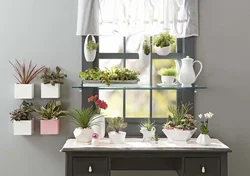 Artificial plants in the kitchen interior