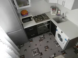 Photo Small Corner Kitchens With A Refrigerator And A Washing Machine