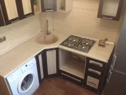 Photo small corner kitchens with a refrigerator and a washing machine