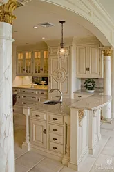 Columns in the kitchen interior photo