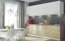 Combination of milky kitchen in the interior