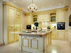 Kitchen interior white gold