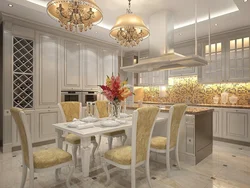 Kitchen interior white gold