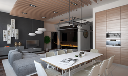 Living Room Kitchen Design In A High-Tech House