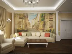 Fresco on the wall in the living room in a modern style photo