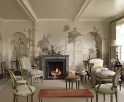 Fresco on the wall in the living room in a modern style photo